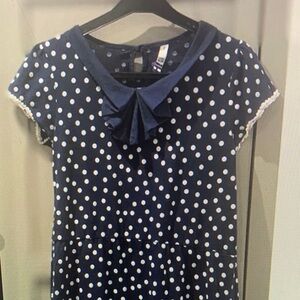 H by Halston Navy and White Polka Dot Mini Dress